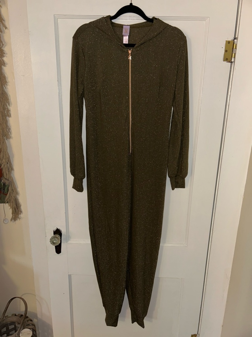 Savage X Fenty Metallic Olive Green Hooded Zip Top